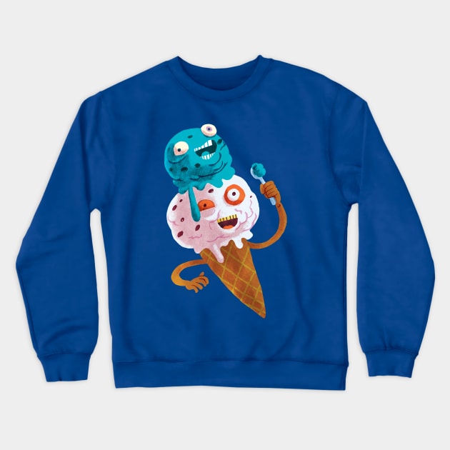 Crazy Ice Cream Crewneck Sweatshirt by washburnillustration